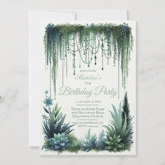 ボタニカルガーデンエレガントバースデーパーティー 招待状 (正面)