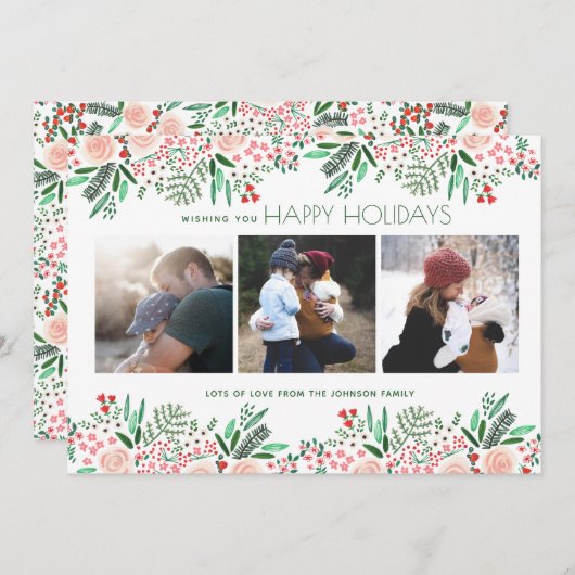 ボタニカルガーデンクリスマスホリデー |フォトカード シーズンカード (正面/裏面)