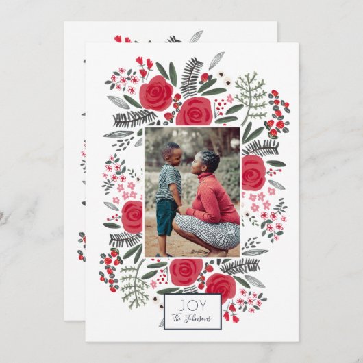 ボタニカルガーデンクリスマスラブホリデーフォトカード シーズンカード (正面/裏面)
