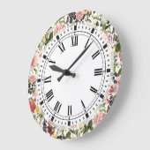 ボタニカルガーデンサマーフラワーヴィンテージ ラージ壁時計 (傾斜)