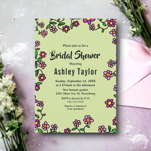 ボタニカルガーデンバラ春フローラブライダルシャワー 招待状