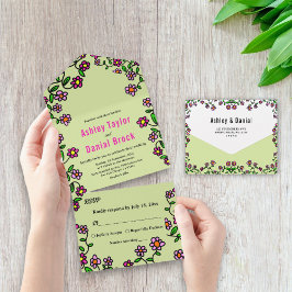 ボタニカルガーデンフラワーズ春結婚フローラ オールインワン招待状