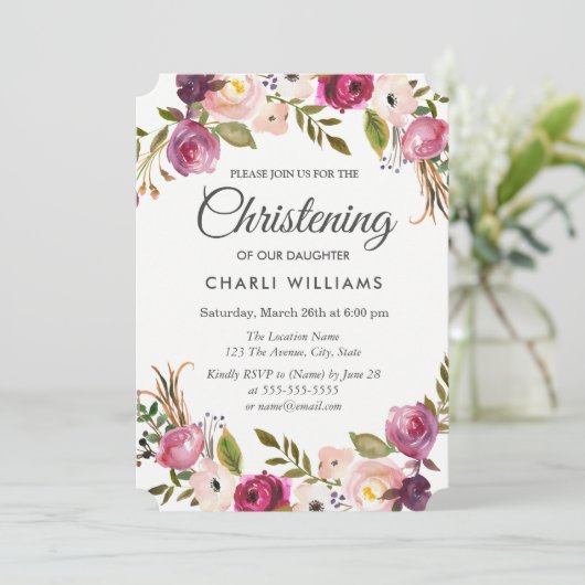 ボタニカルガーデンフローラ《キリスト教》洗礼式や命名式バプテスマ招待状 招待状 (スタンド正面)