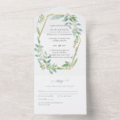 ボタニカルガーデン葉ズグリーンリー結婚ズ オールインワン招待状 (内側)