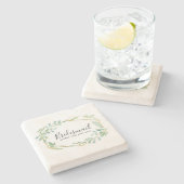 ボタニカルガーデン葉ズグリーンリー結婚ズ ストーンコースター (横)