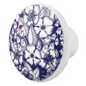 ボタニカルガーリーシャロムブルーホワイトガーデンスケッチ セラミックノブ (右)