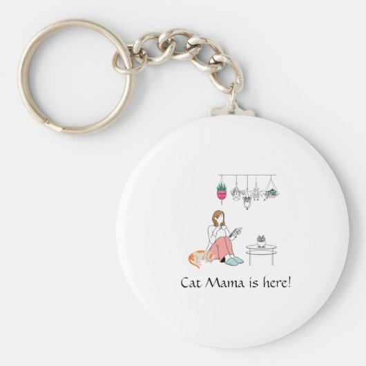 ボタニカルガールラインパーソナライズされたアート キーホルダー (正面)