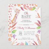 ボタニカルキレーフサファリベイビーシャワー招待状 案内状 (正面/裏面)