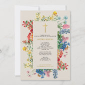 ボタニカルギリシャ正統《キリスト教》洗礼式や命名式バプテスマ 招待状 (正面)