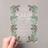 ボタニカルクラシックエレガンスクリスマスホリデーパーティー アクリル招待状 (インサイチュ (ポータブル))