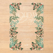 ボタニカルクラシックエレガンスクリスマスホリデーパーティー アクリル招待状 (正面)