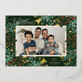 ボタニカルクラシックエレガンスクリスマスワンフォト 箔シーズンカード (正面)