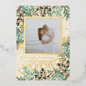 ボタニカルクラシックエレガンスクリスマス1写真 箔シーズンカード (正面)