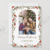 ボタニカルクリスマスアーチ – カスタム家族の写真 シーズンカード (正面)