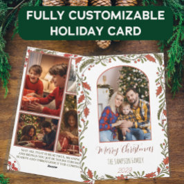 ボタニカルクリスマスアーチ – カスタム家族の写真 シーズンカード