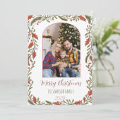 ボタニカルクリスマスアーチ – カスタム家族の写真 シーズンカード (スタンド正面)