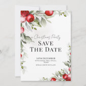 ボタニカルクリスマスパーティーの保存日付カード 招待状 (正面)