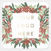 ボタニカルクリスマスビジネスカスタムロゴ封筒 スクエアシール (正面)