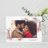 ボタニカルクリスマスフレームさくらんぼホワイトレッドフォト シーズンカード (スタンド正面)