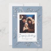 ボタニカルクリスマスブルー写真 シーズンカード (正面)