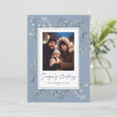 ボタニカルクリスマスブルー写真 シーズンカード (スタンド正面)