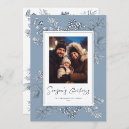 ボタニカルクリスマスブルー写真 シーズンカード