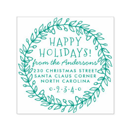 ボタニカルクリスマスリース名&差出人住所 セルフインキングスタンプ