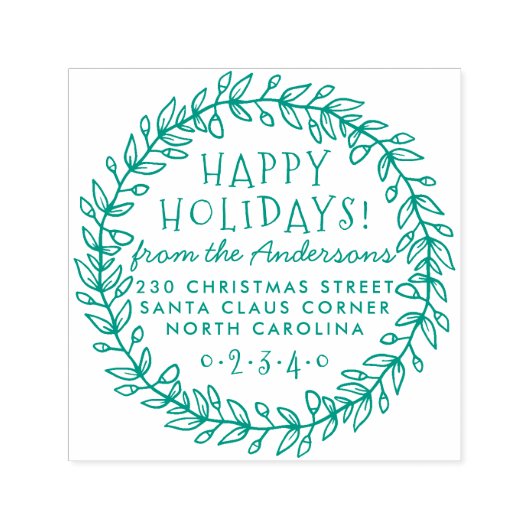 ボタニカルクリスマスリース名&差出人住所 セルフインキングスタンプ (デザイン)