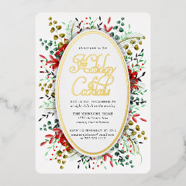 ボタニカルクリスマスリース |フォイル招待状 箔招待状
