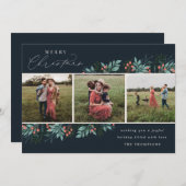 ボタニカルクリスマス3枚フォトメリークリスマス シーズンカード (正面/裏面)