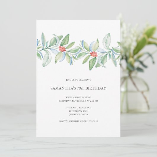 ボタニカルクリスマス70誕生日 招待状 (スタンド正面)