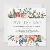 ボタニカルクリスマス | ホリデー フォト セーブ・ザ・デート 招待状 (正面)