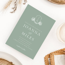 ボタニカルクレストセージグリーンモノグラム 招待状