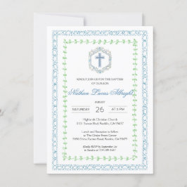 ボタニカルクレストブルークロスバプテスマ 招待状