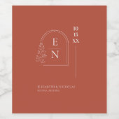 ボタニカルクレストモノグラム結婚のワインラベル ワインラベル (シングルラベル)