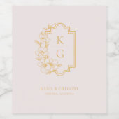 ボタニカルクレストモノグラム結婚のワインラベル ワインラベル (シングルラベル)