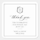ボタニカルクレストモノグラム結婚の感謝 スクエアシール (正面)