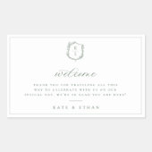 ボタニカルクレストモノグラム結婚の歓迎 長方形シール (正面)