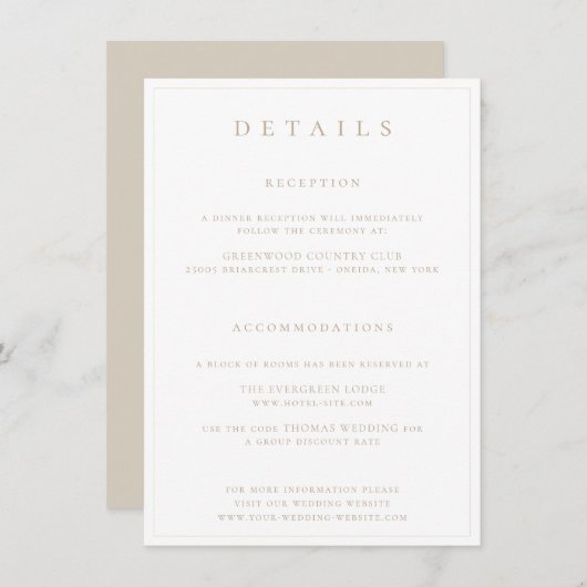 ボタニカルクレストモノグラム結婚の詳細の囲い エンクロージャーカード (正面/裏面)