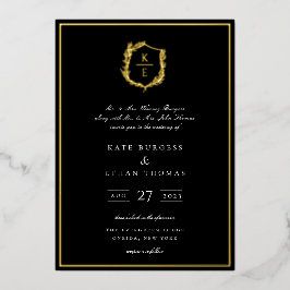 ボタニカルクレストモノグラム結婚ズ 箔招待状