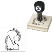 ボタニカルクレストモノグラム |パーソナライズされた結婚s ラバースタンプ (押印)