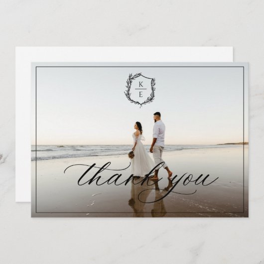 ボタニカルクレストモノグラ結婚ムの写真 サンキューカード (正面/裏面)