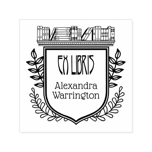 ボタニカルクレスト書棚Ex書庫名 セルフインキングスタンプ (デザイン)