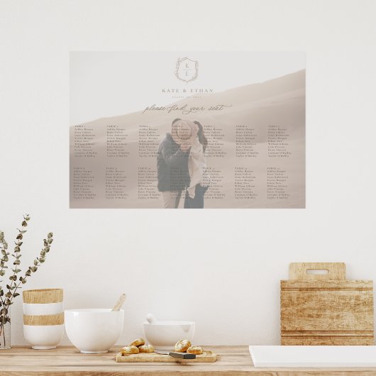 ボタニカルクレスト結婚写真の座席表 ポスター (キッチン)