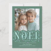 ボタニカルグエレガントリーンラベンダーフォトクリスマス カード (正面)