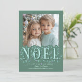 ボタニカルグエレガントリーンラベンダーフォトクリスマス カード (スタンド正面)