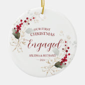 ボタニカルグリーナリーウル初めてのクリスマス 婚約した セラミックオーナメント (正面)