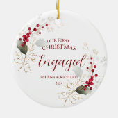 ボタニカルグリーナリーウル初めてのクリスマス 婚約した セラミックオーナメント (裏面)