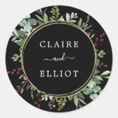ボタニカルグリーナリークリスマスホリデー ラウンドシール (正面)