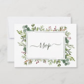 ボタニカルグリーナリークリスマスホリデ結婚ーズ 出欠カード (正面)